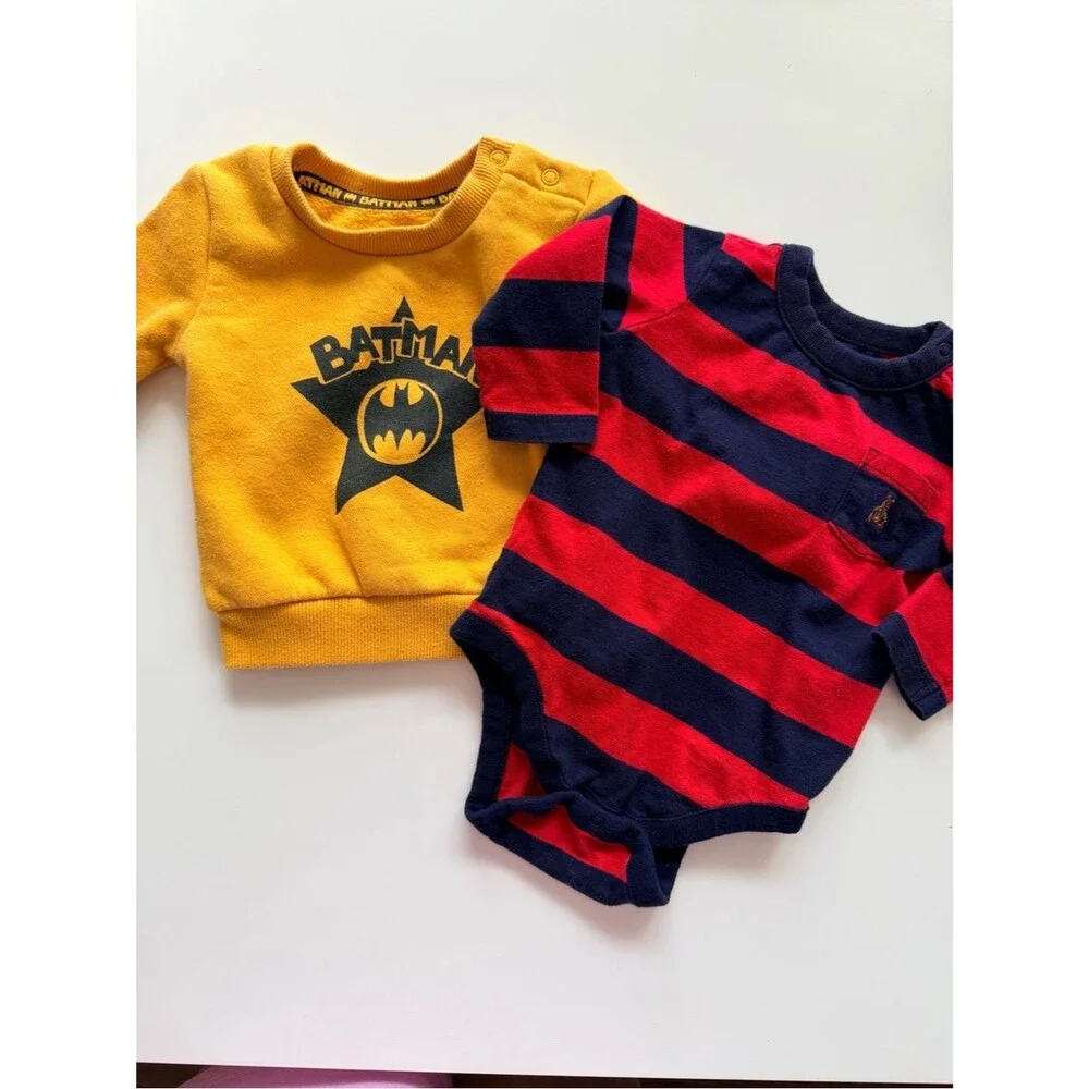 Baby Boy Designer Bundle Batman Sweatshirt Gap Bodysuit 3-6M